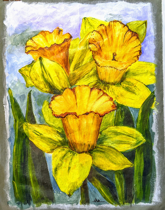 Daffodils acrylic painting