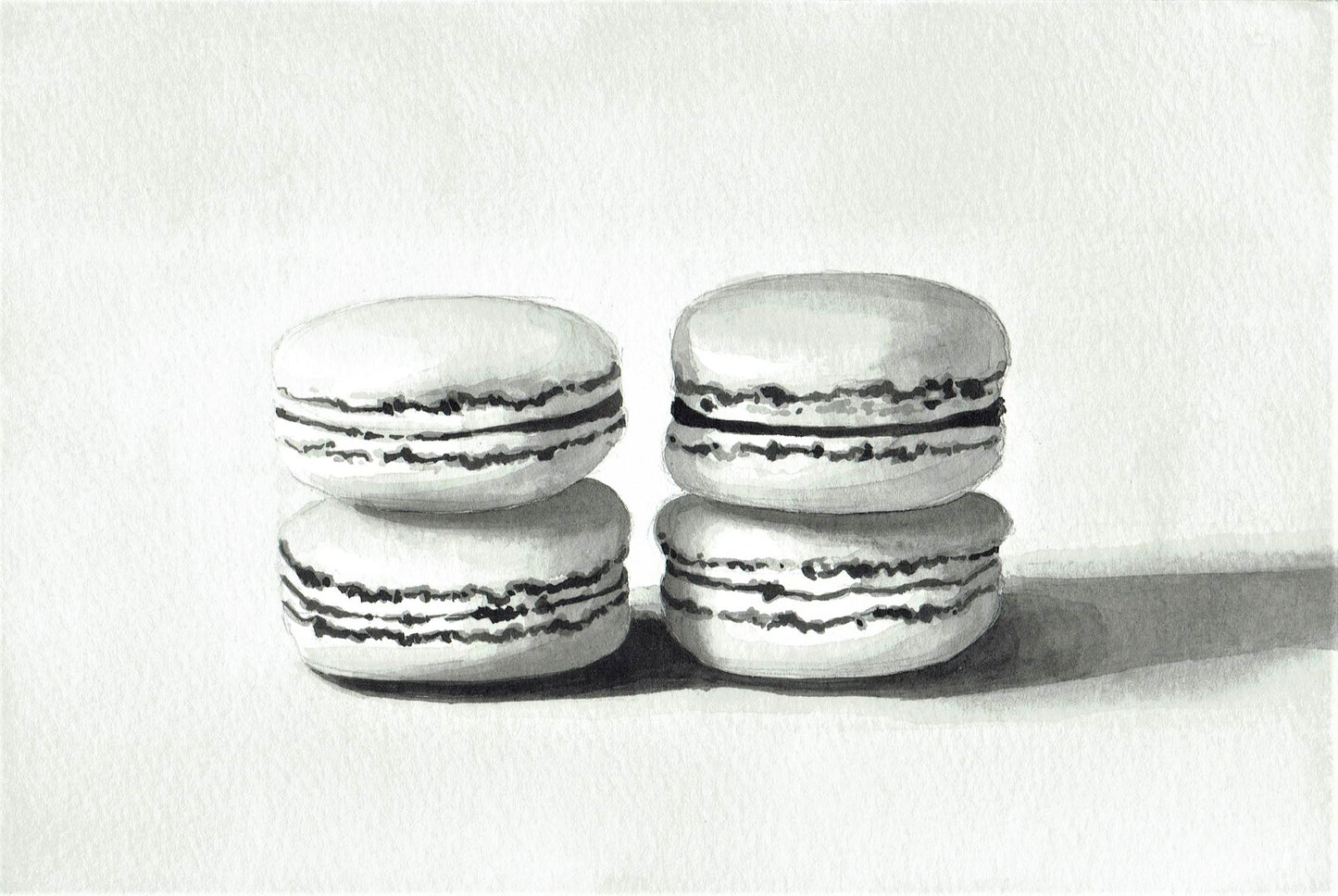 Double macarons watercolor painting