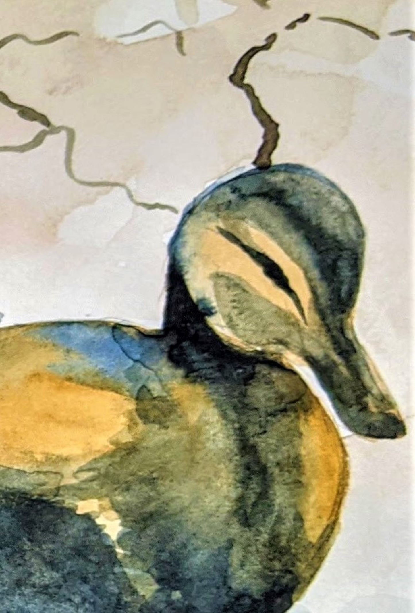 Ducks at a Picnic watercolor painting detail