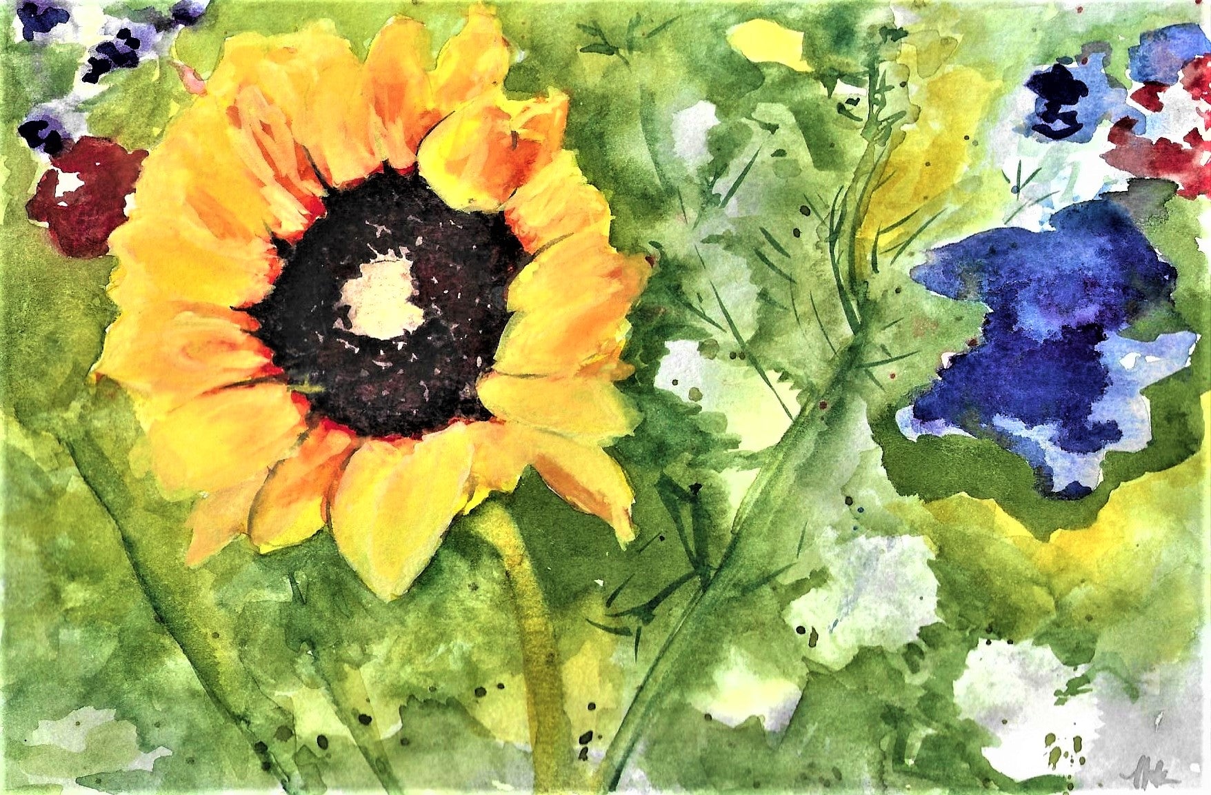 Flower market watercolor painting