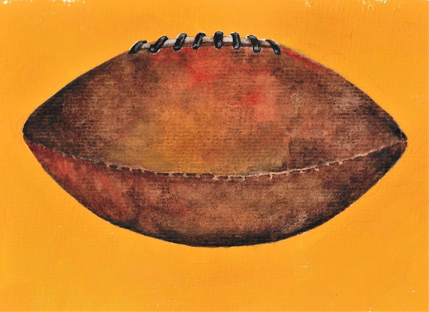 Football watercolor painting on paper