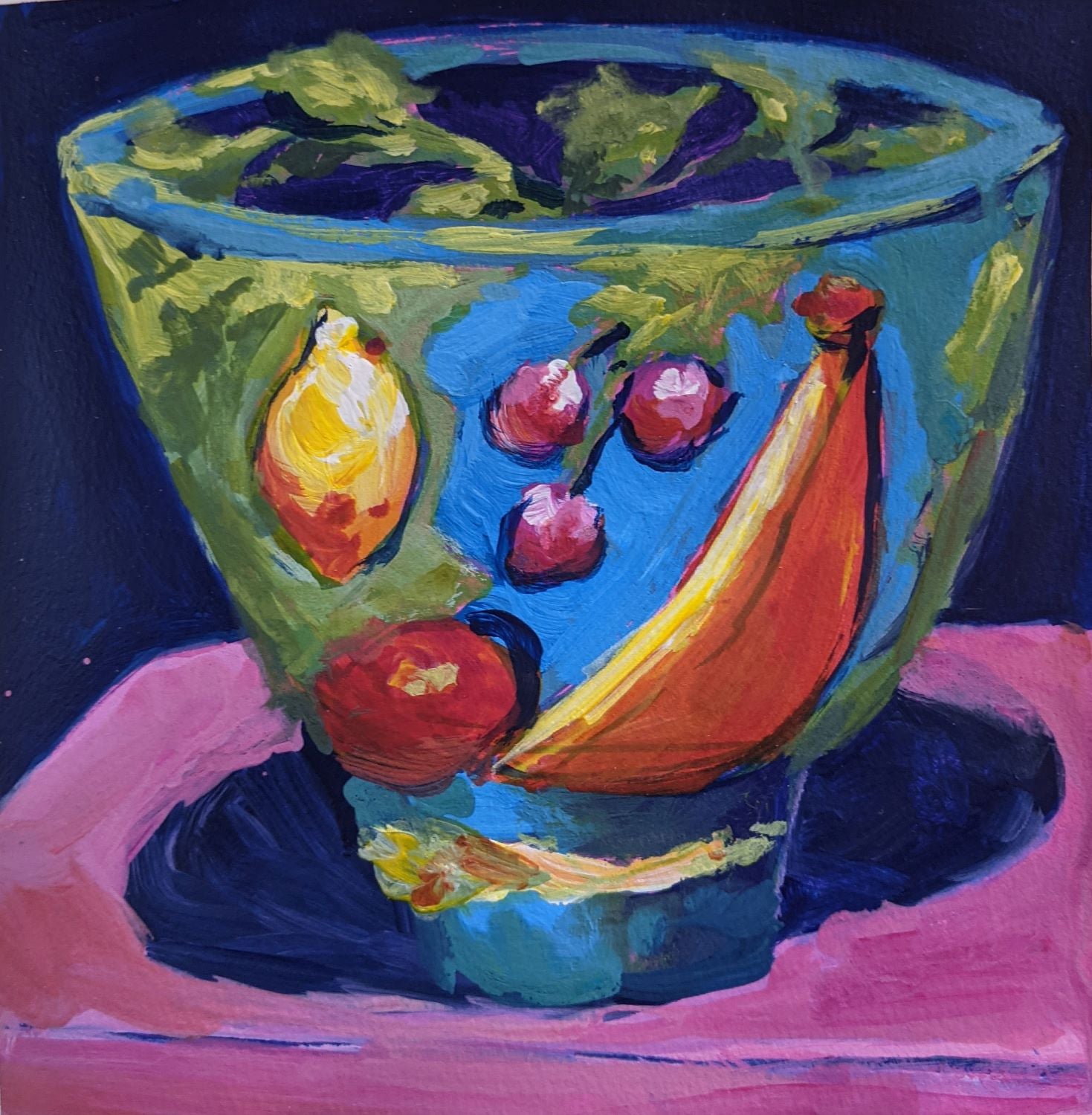 Fruit Bowl Mini acrylic painting on paper
