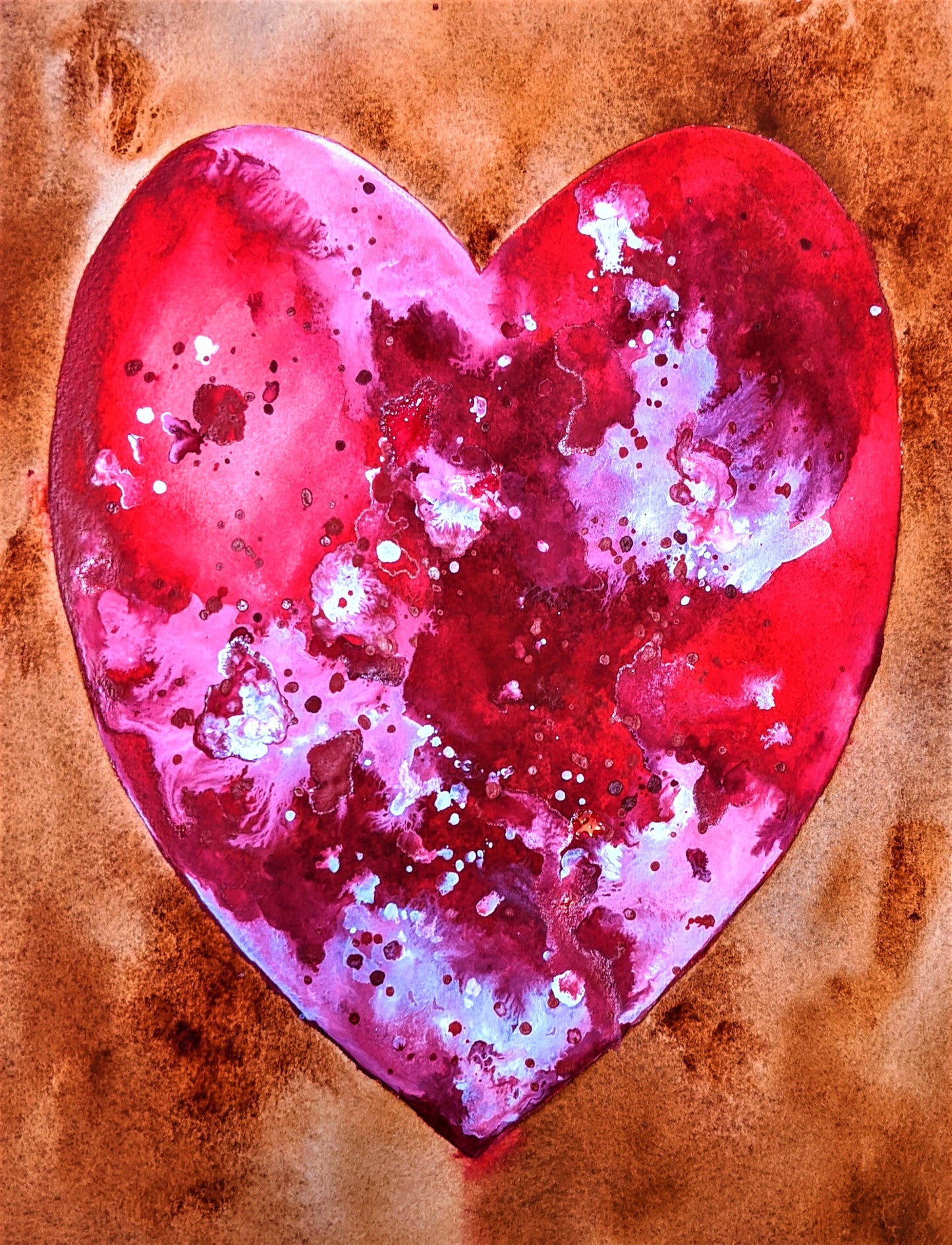 Full Heart watercolor painting on paper
