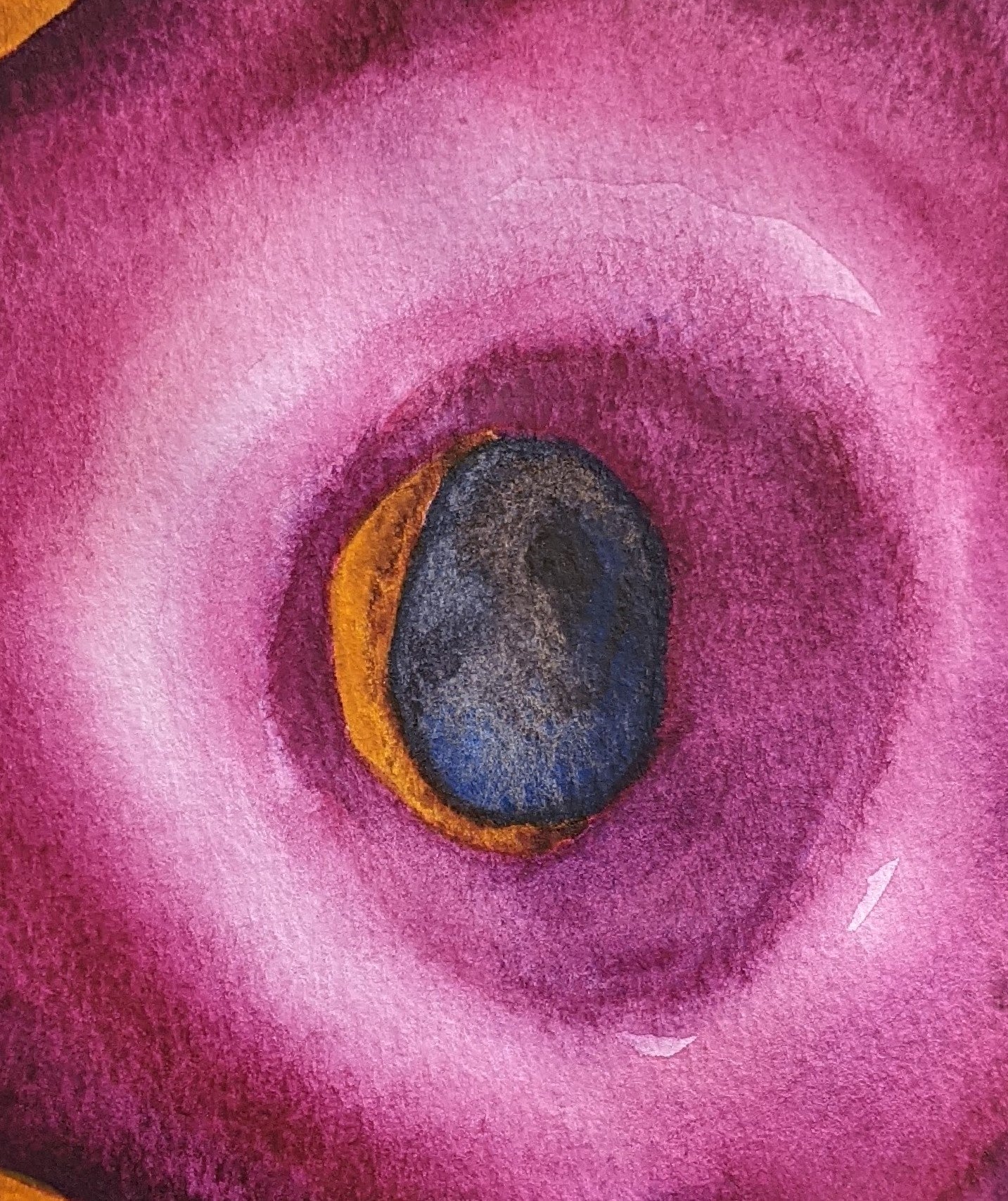 Glazed Purple watercolor donut painting on paper detail