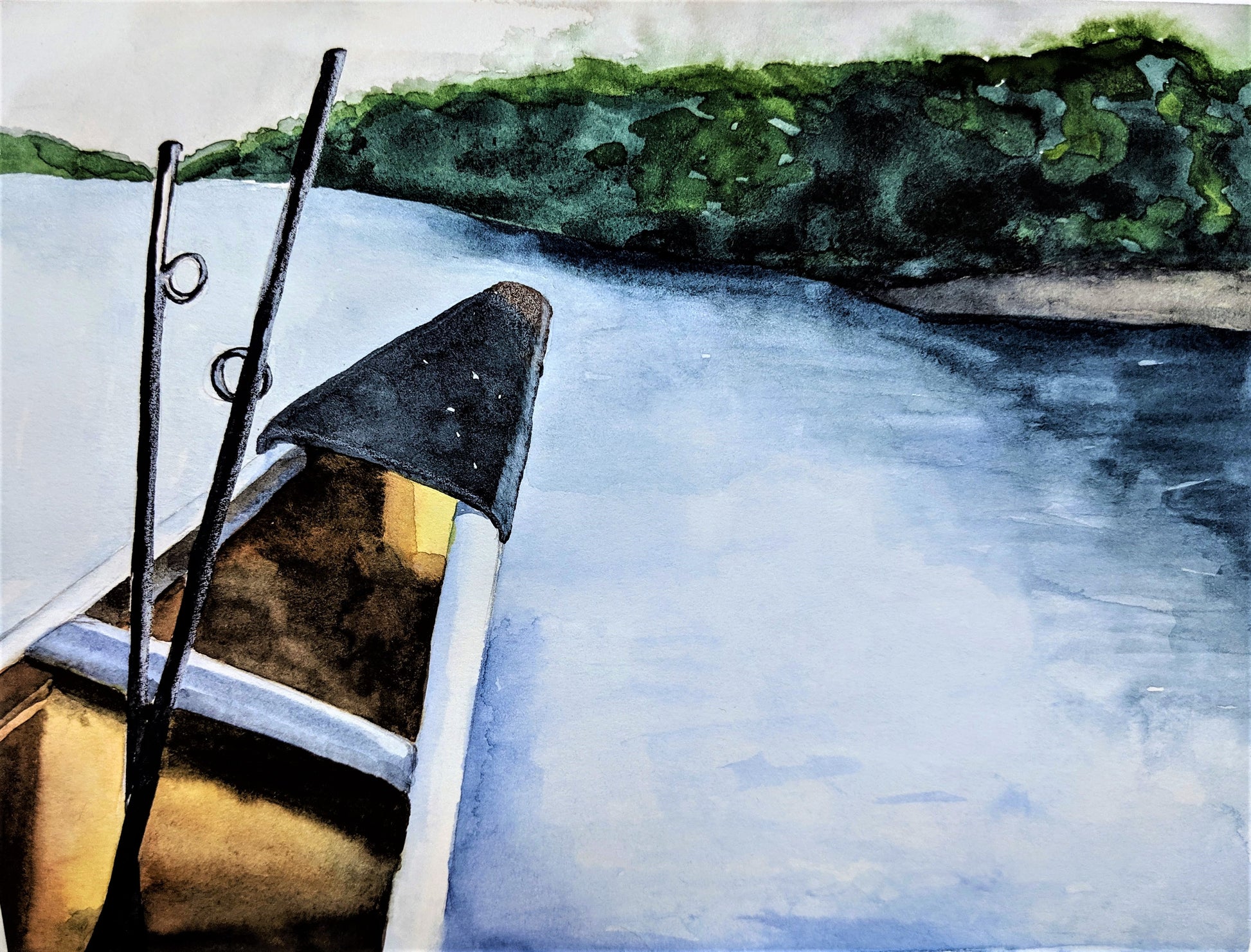 Gone fishing watercolor painting
