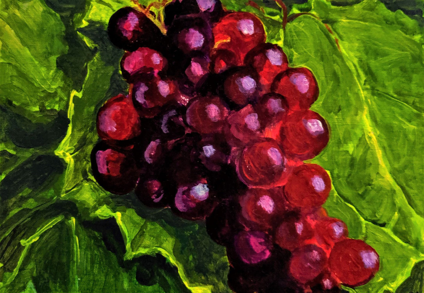 Grapes & leaves acrylic painting
