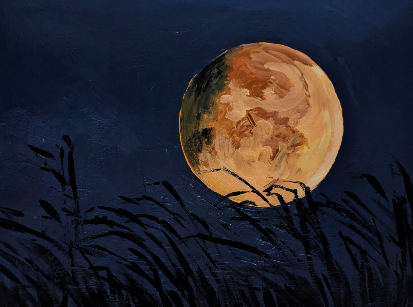 Harvest moon acrylic painting on canvas