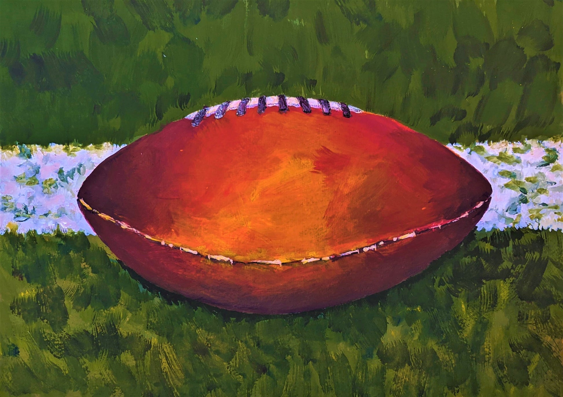 Hike Football acrylic painting on paper