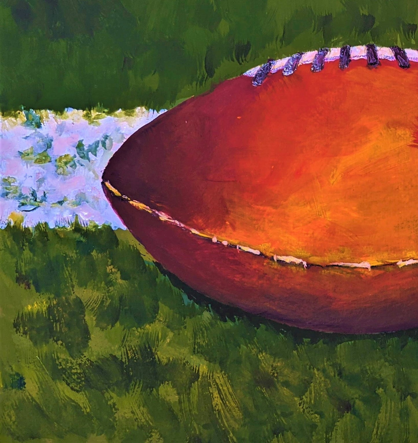 Hike Football acrylic painting on paper detail