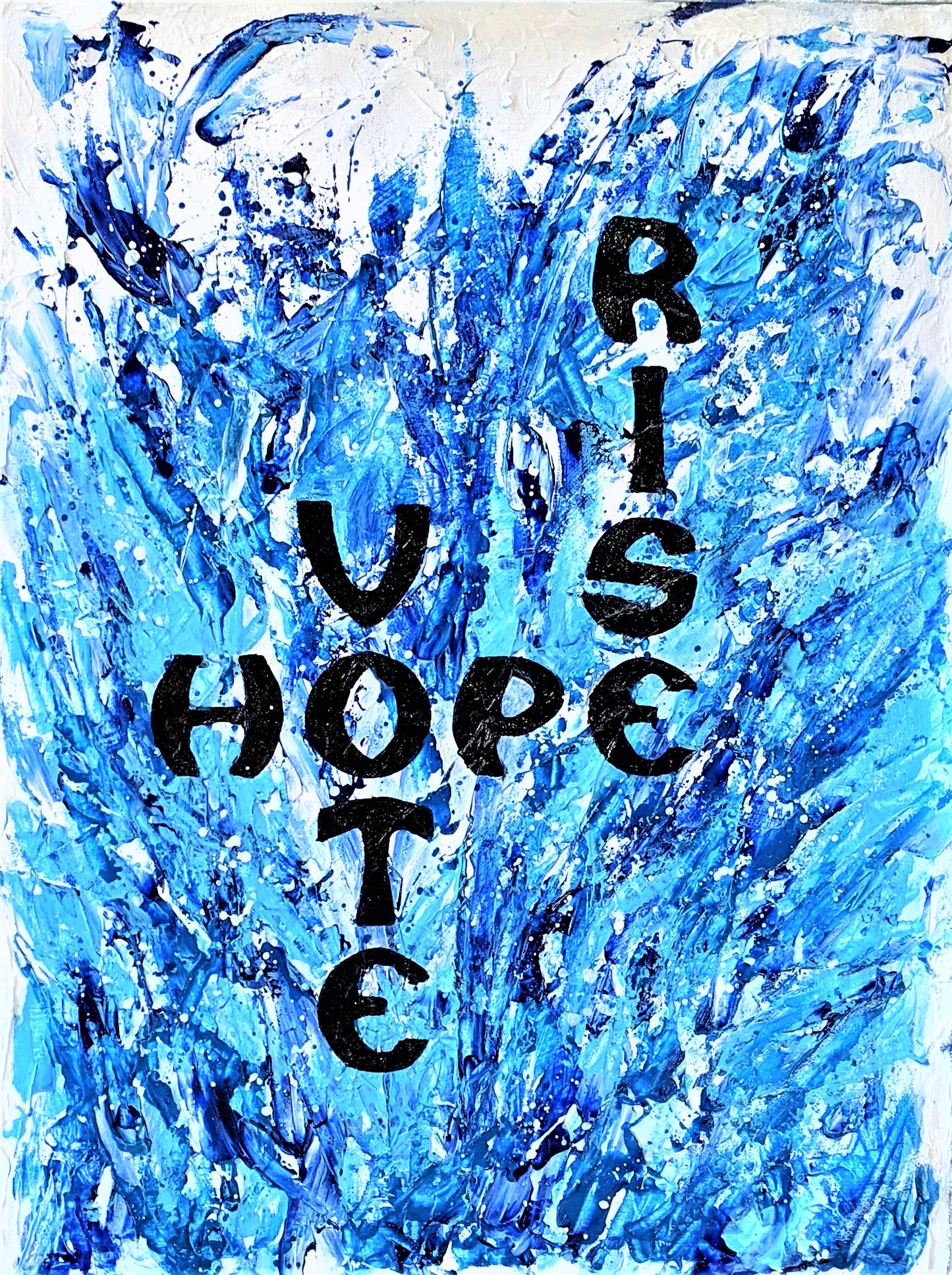 HopeVoteRise2020 #putartinyouryard project piece acrylic painting on gessoed cloth