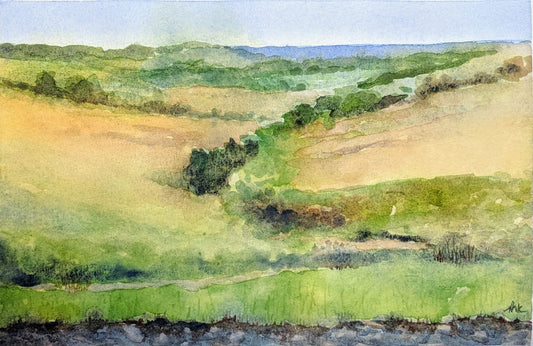 Kansas flint hills watercolor painting