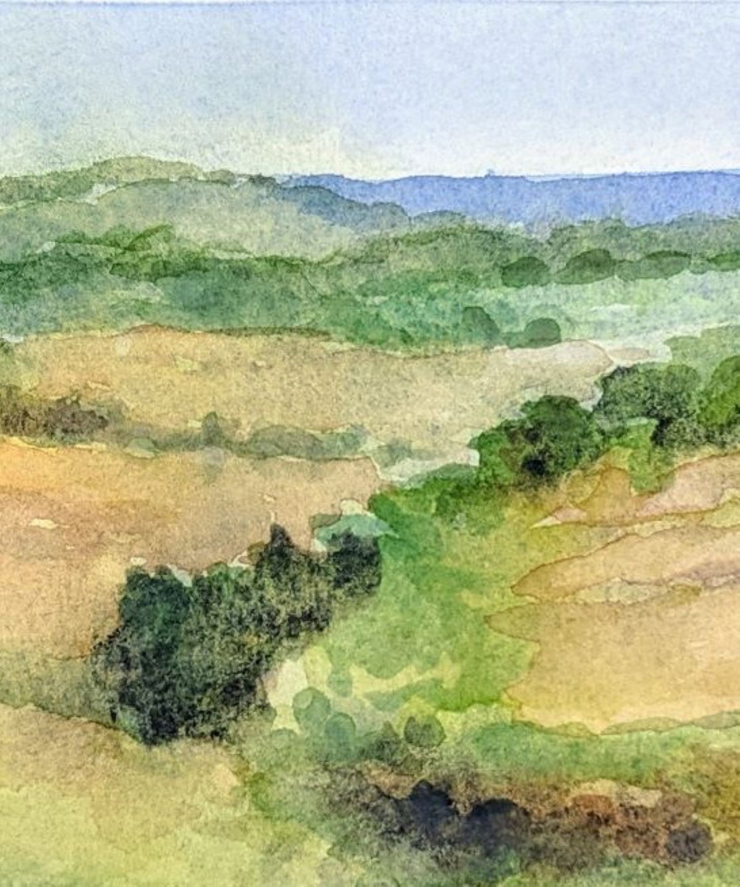 Kansas flint hills watercolor painting detail