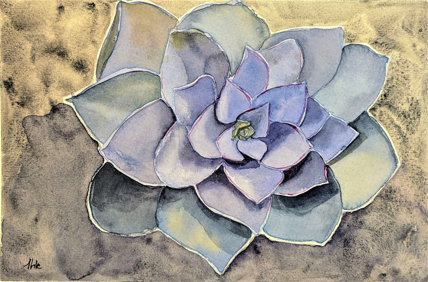 Lavender succulent watercolor painting