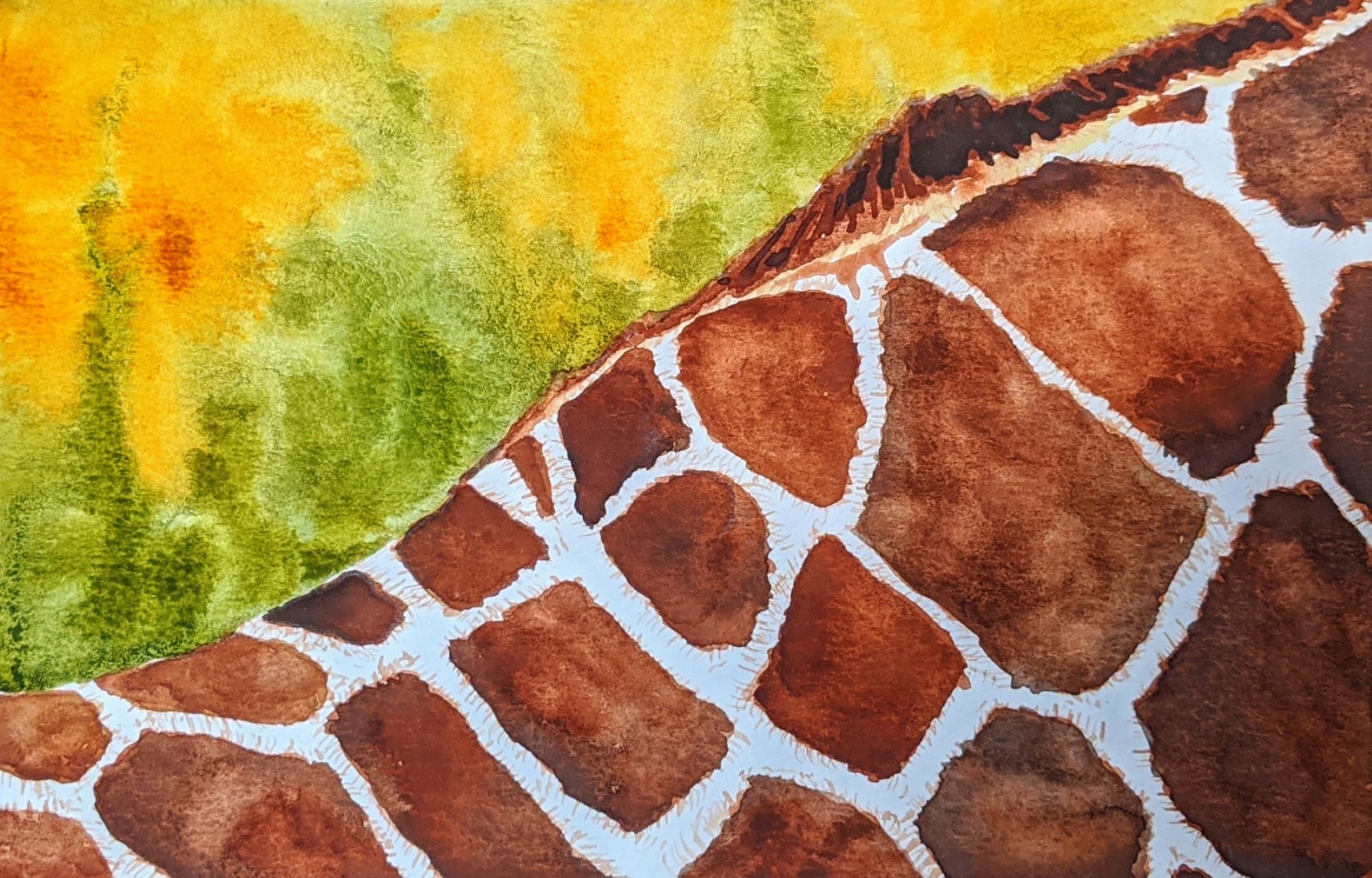 Long neck giraffe watercolor painting