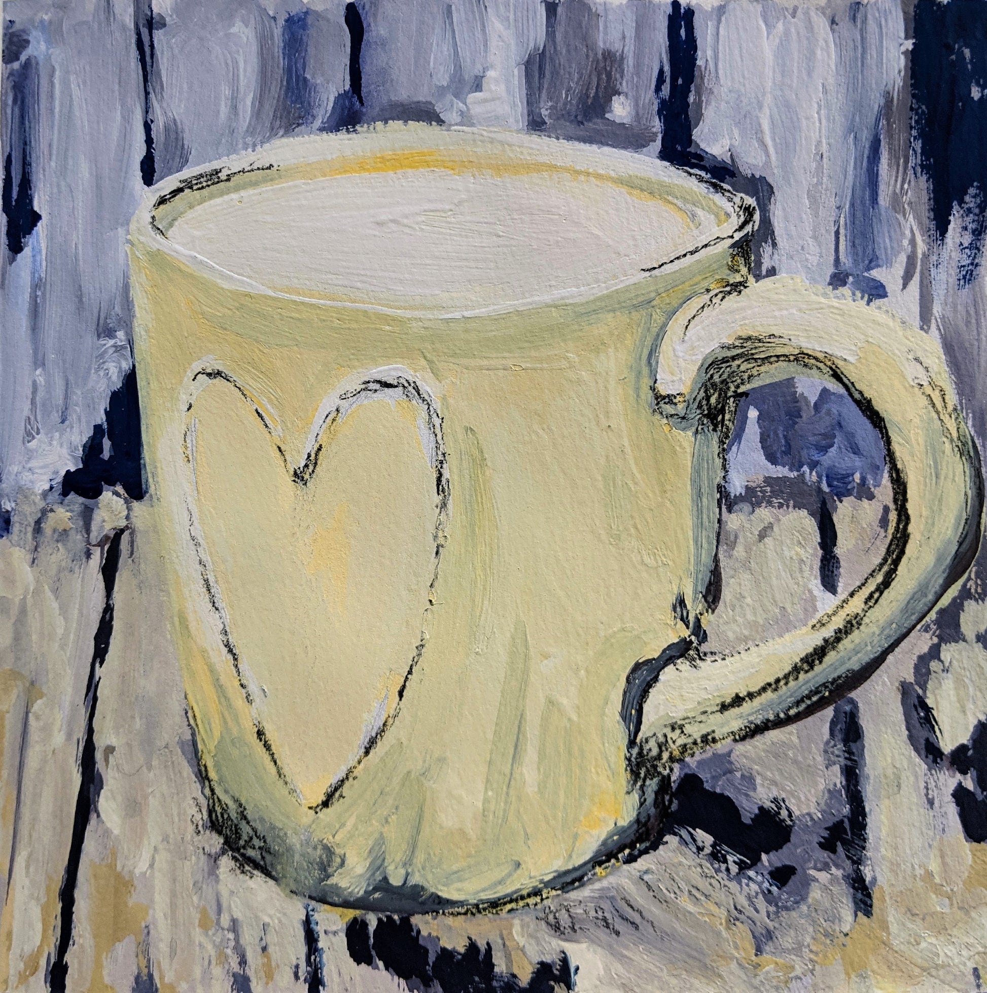 Love mug acrylic painting on paper