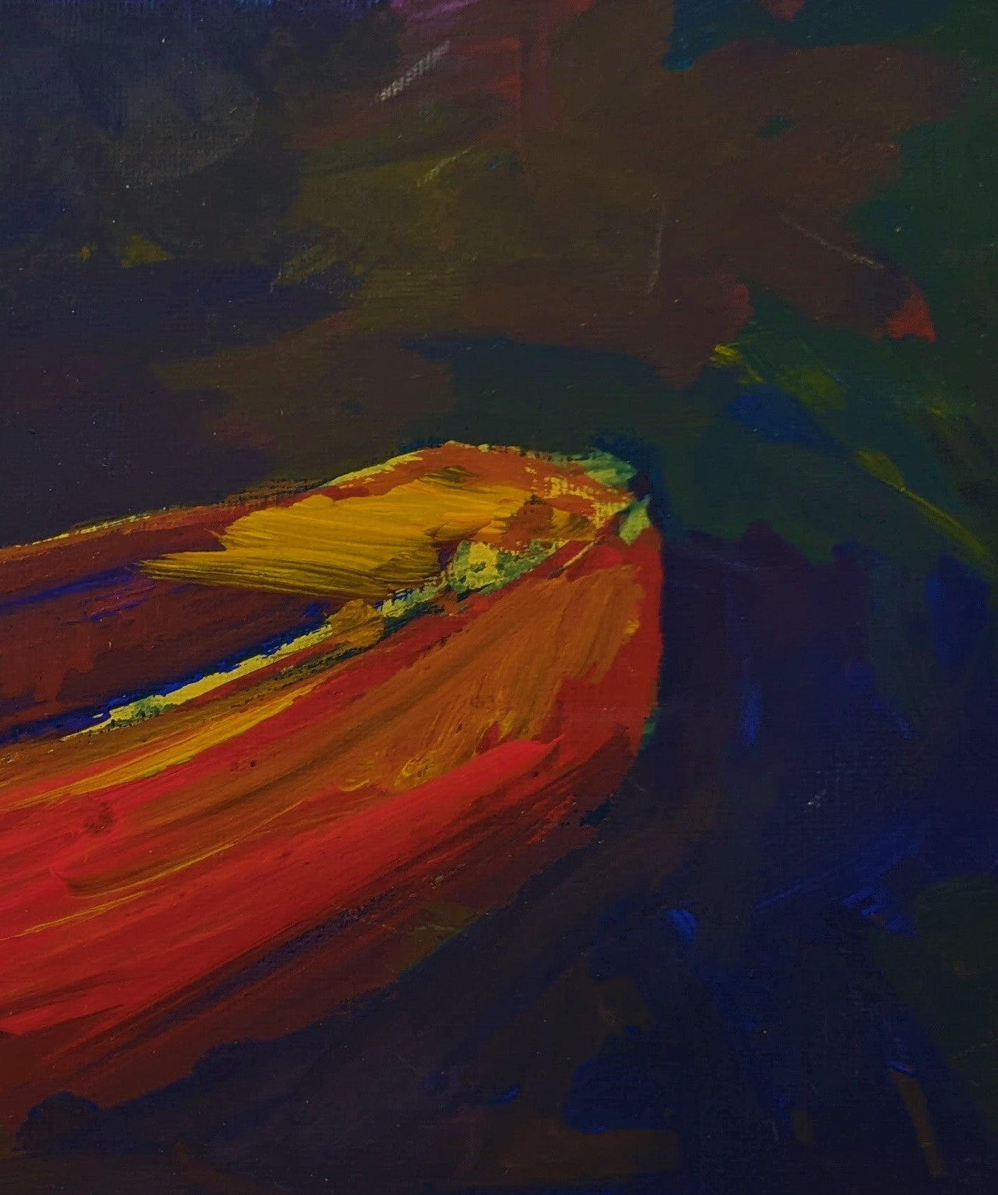 Midnight Canoe flashe painting on paper detail
