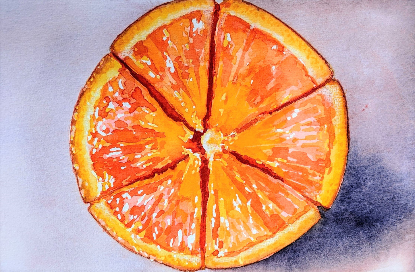 Orange slice watercolor painting