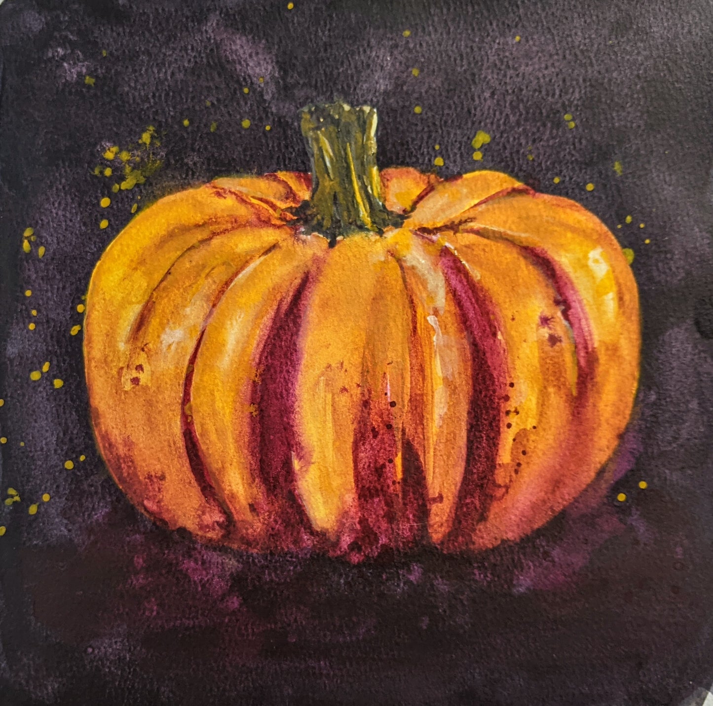 Pumpkin Splash gouache painting on paper