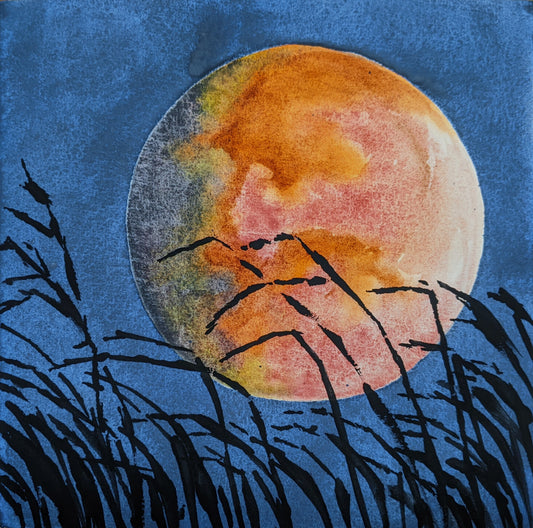 Harvest Moon behind Kansas Wheat