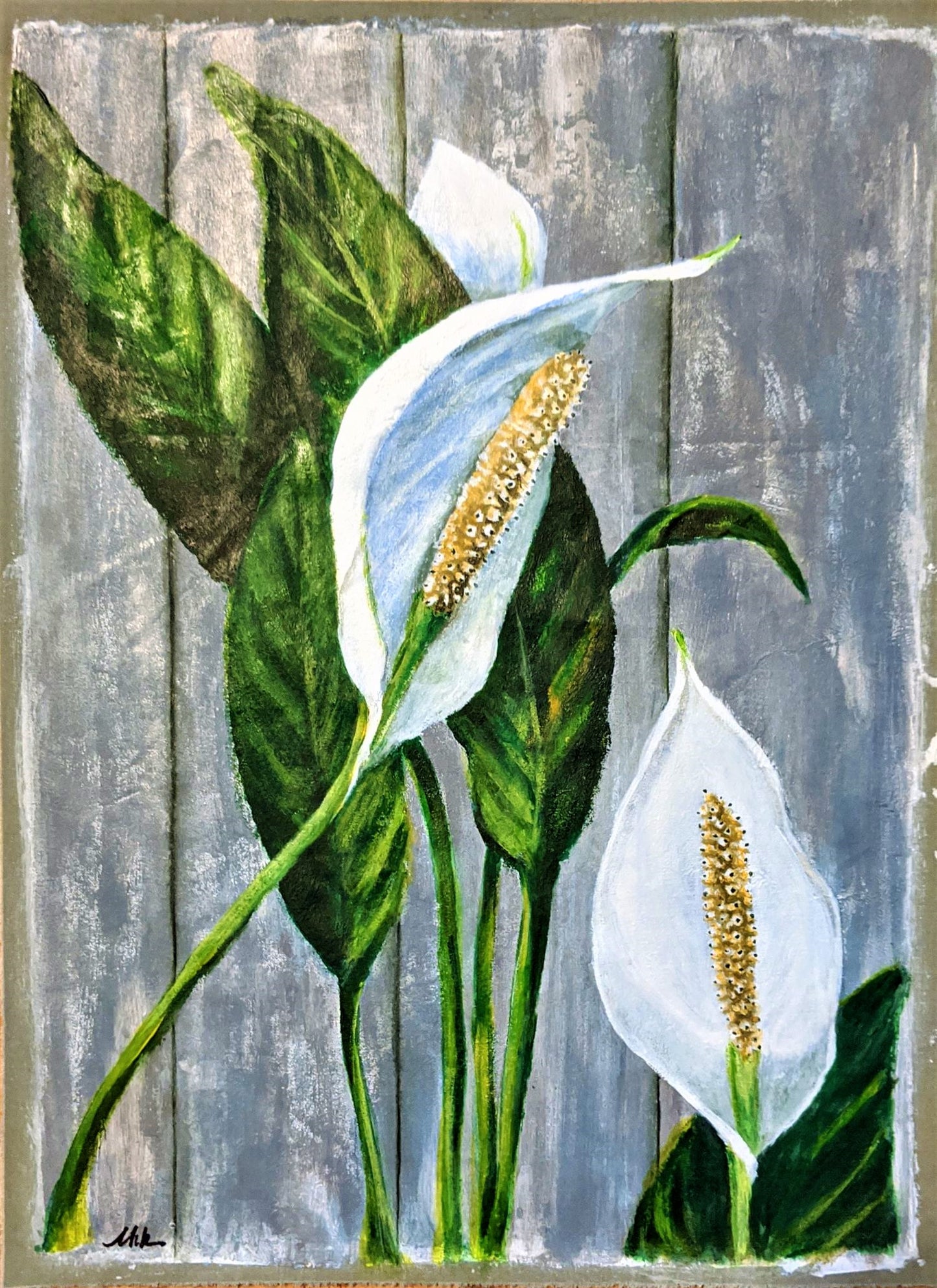 Peace Lily acrylic painting