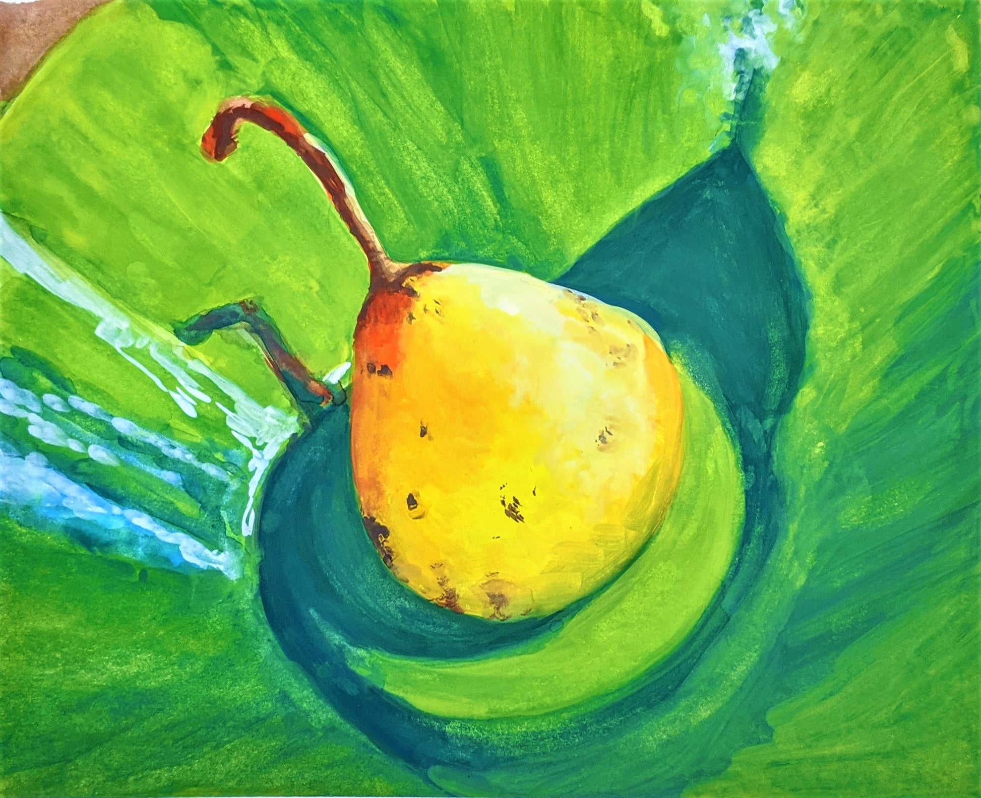 Pear and shadows gouche painting