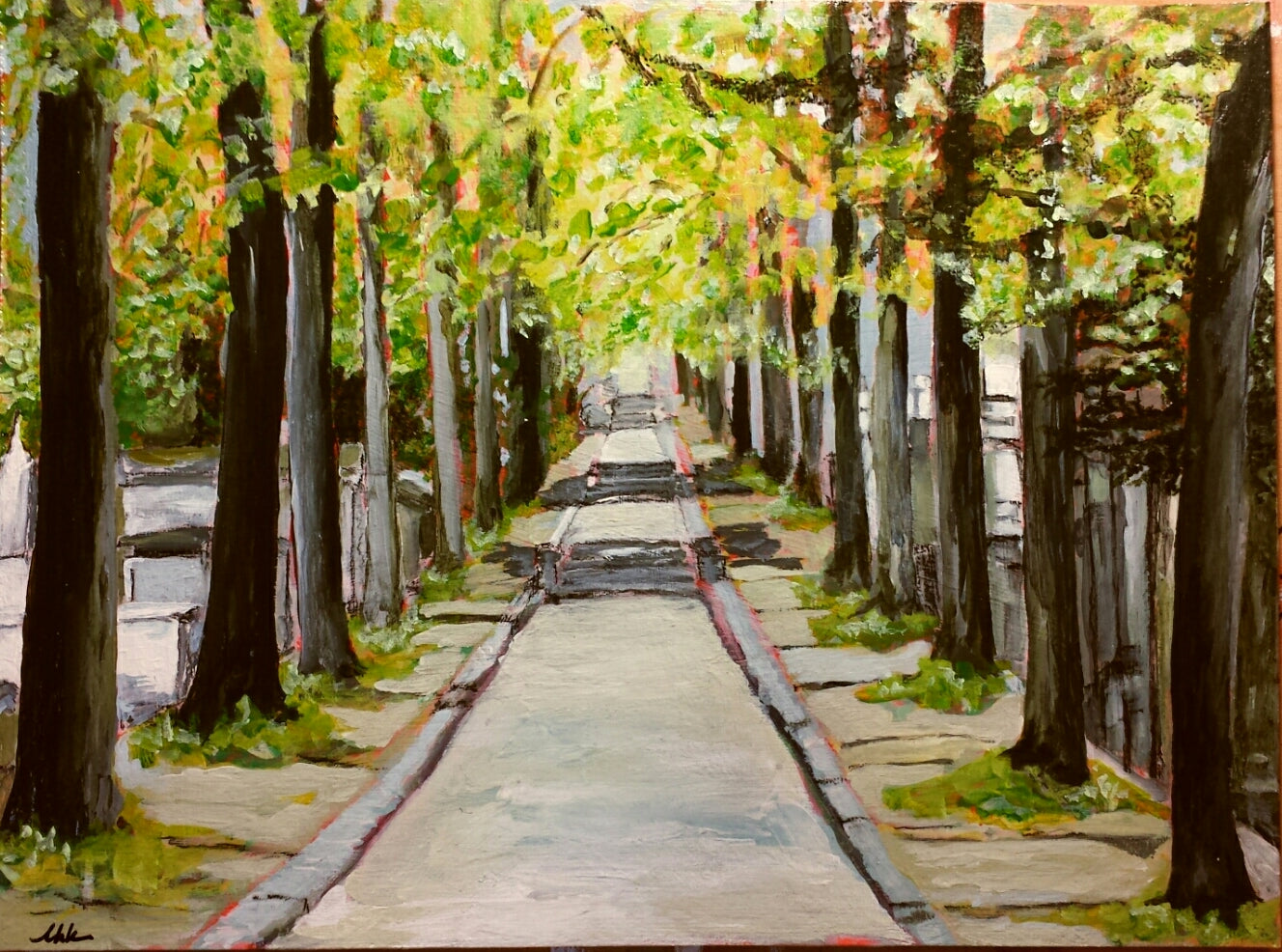 Pere Lachaise acrylic painting