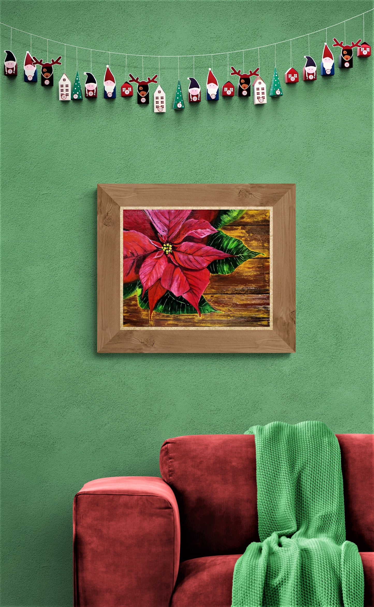 Poinsettia on Table in Living Room