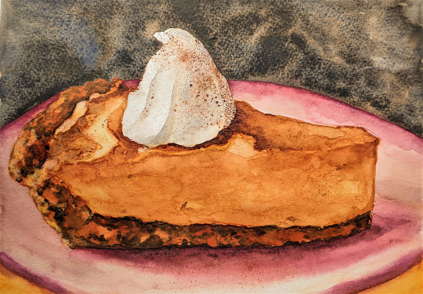 Pumpkin Pie & Whipped Cream Watercolor on paper painting