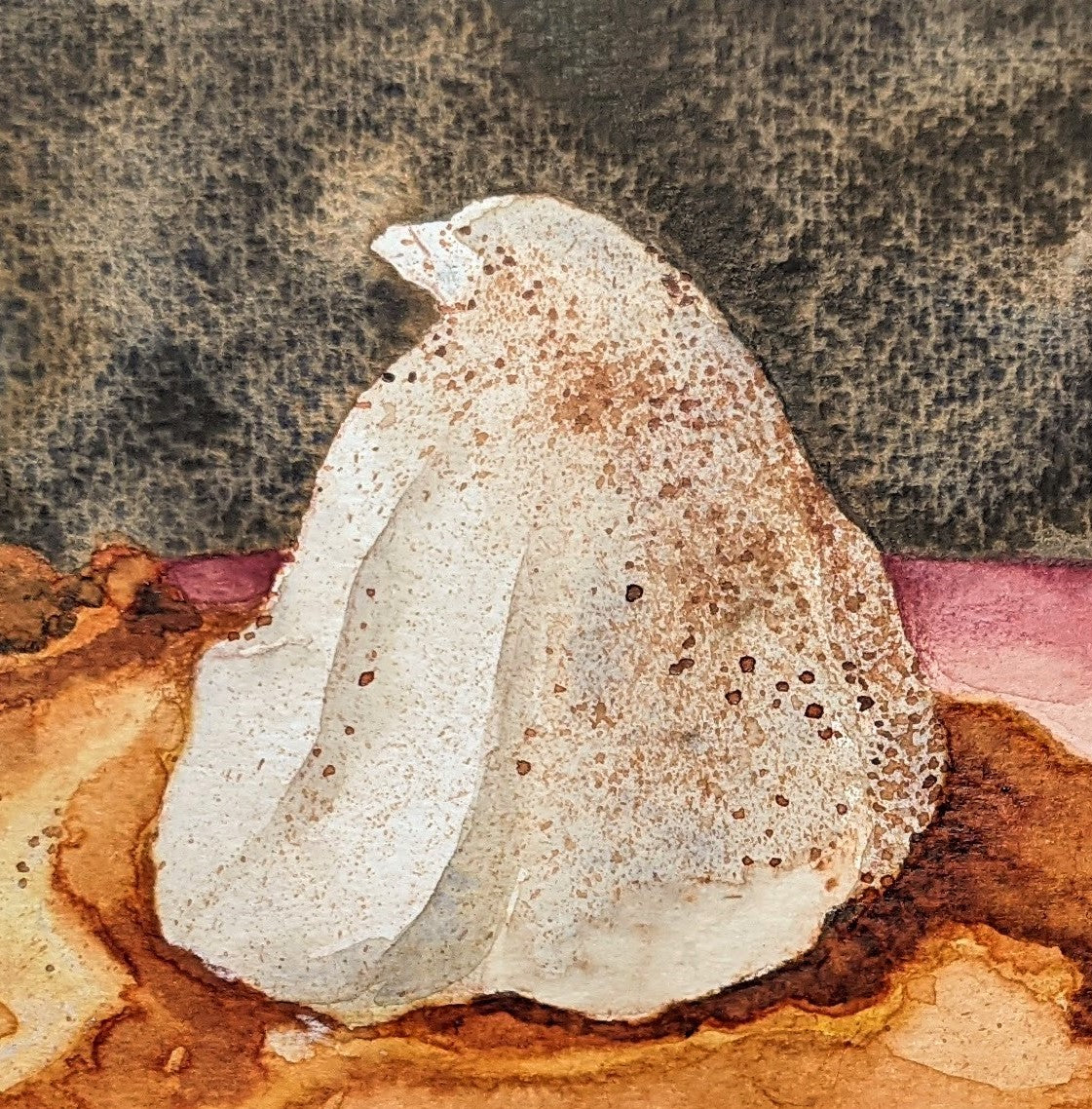 Pumpkin Pie & Whipped Cream Watercolor on paper painting detail