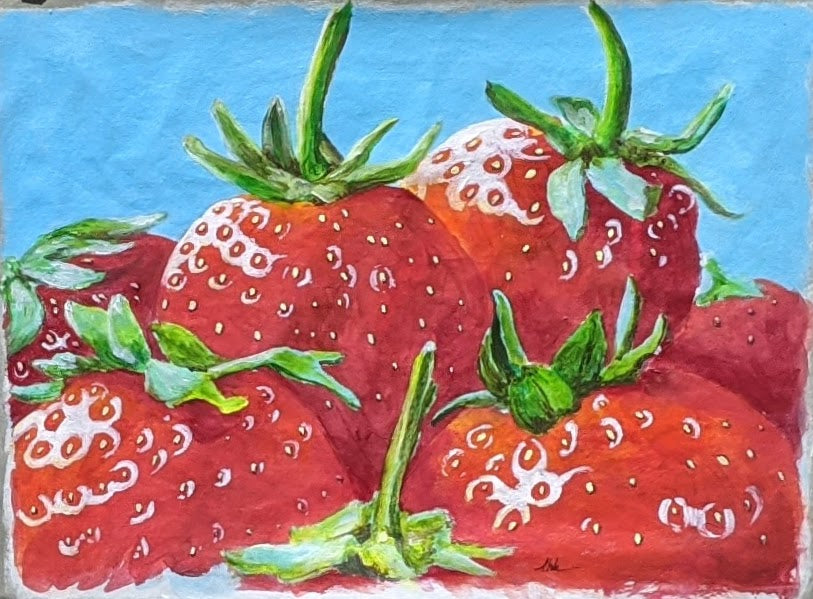 Strawberries acrylic painting