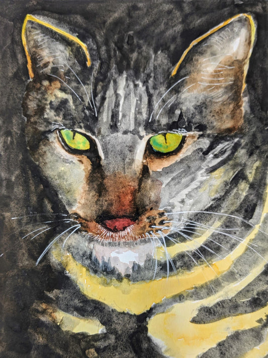 Tabby watercolor painting