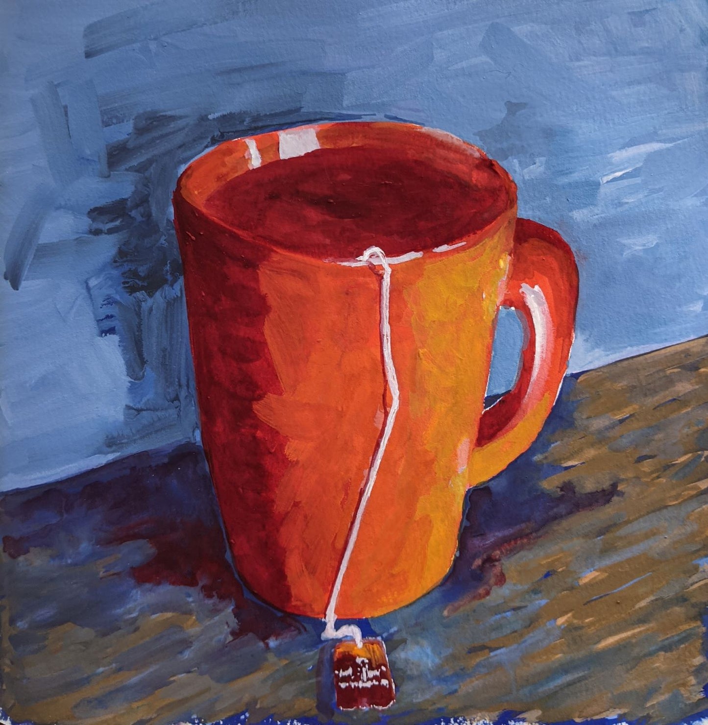 Tea Time gouache painting on paper