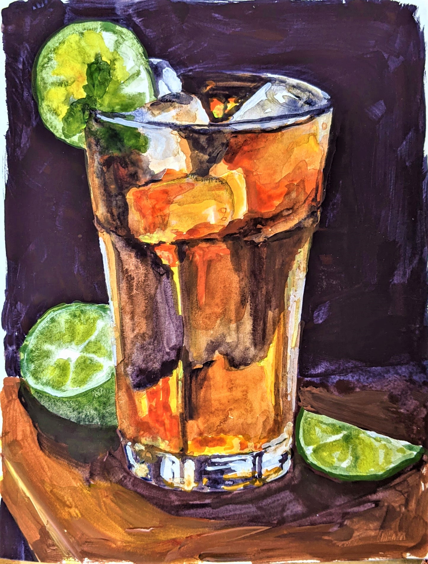 Tea & Limes flashe painting on paper