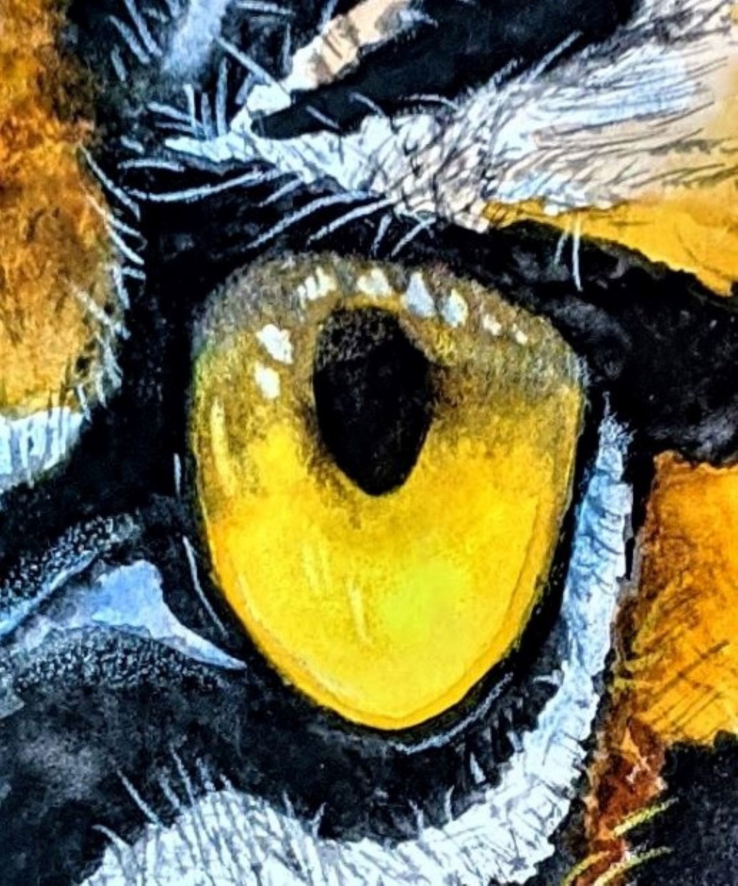 Tiger's eye watercolor painting detail