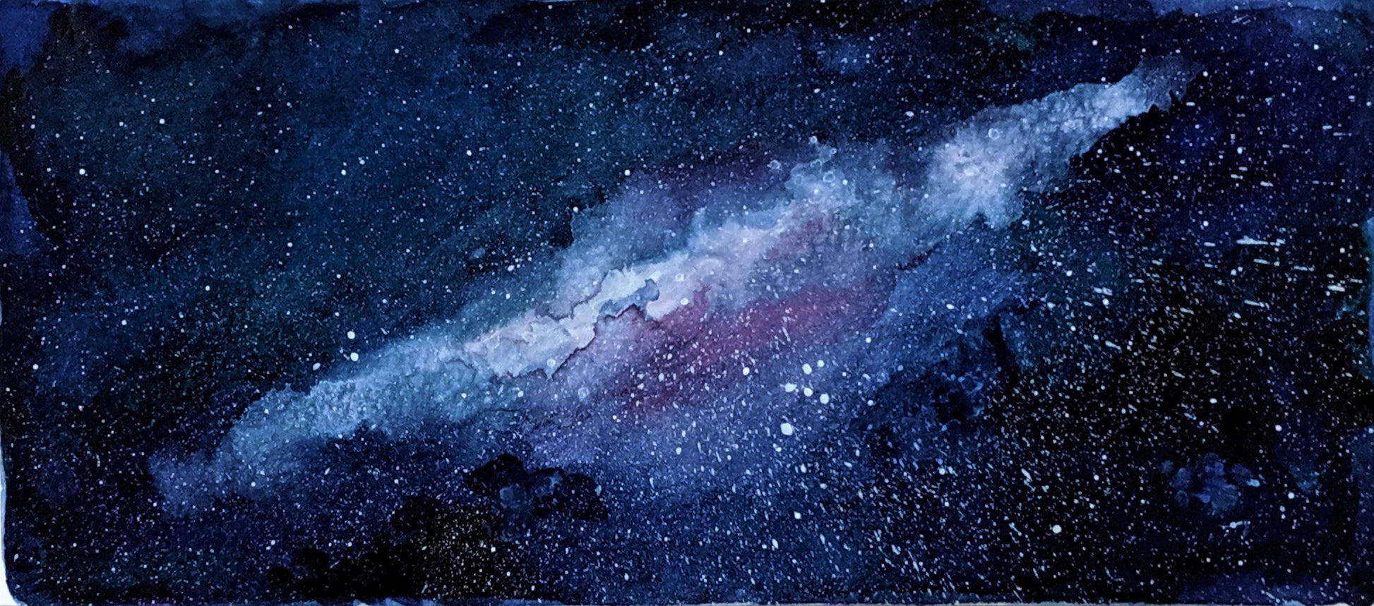 Tiny milky way watercolor painting