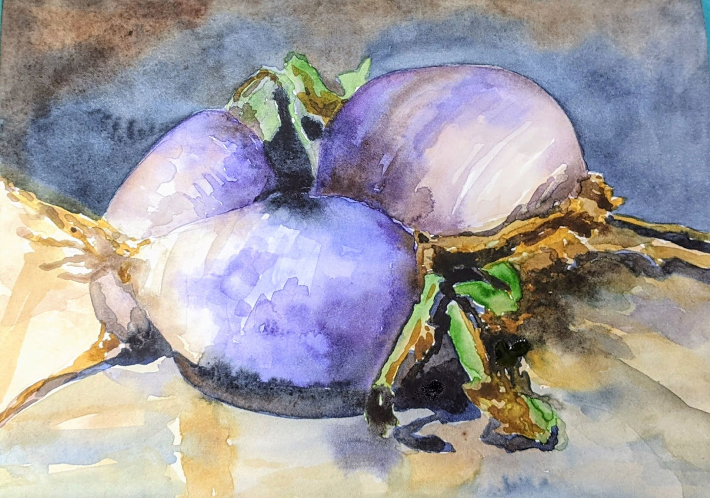 Turnips watercolor painting