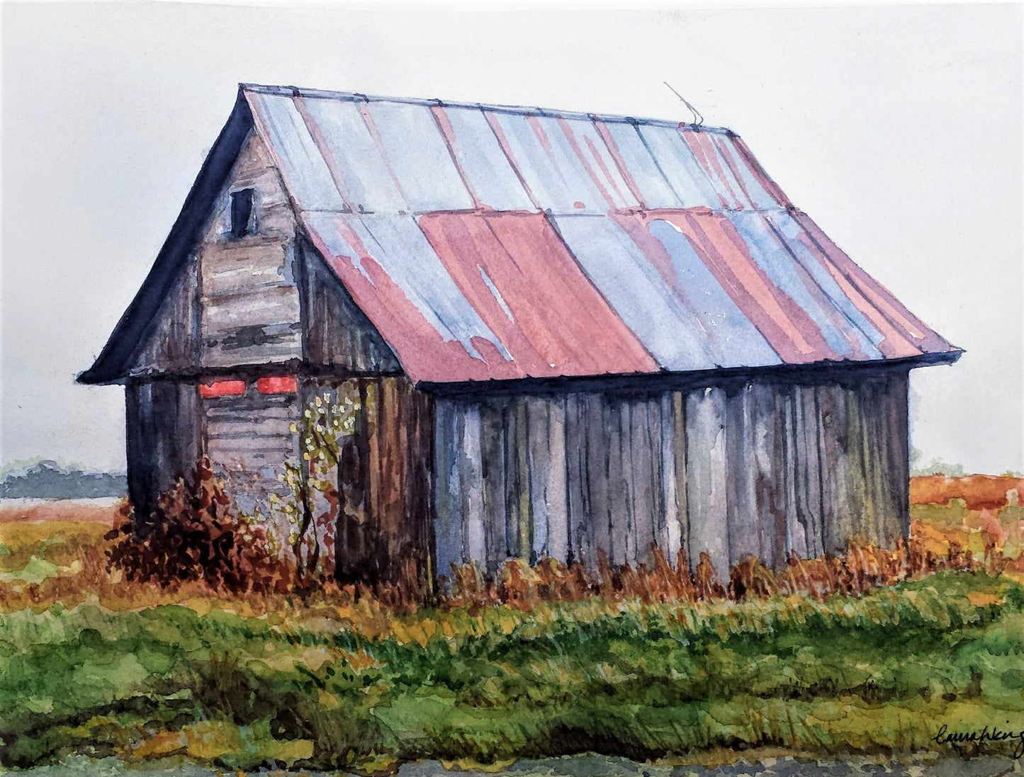 Virginia barn watercolor painting