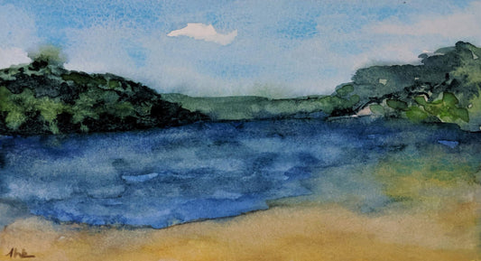 Illinois lake watercolor painting