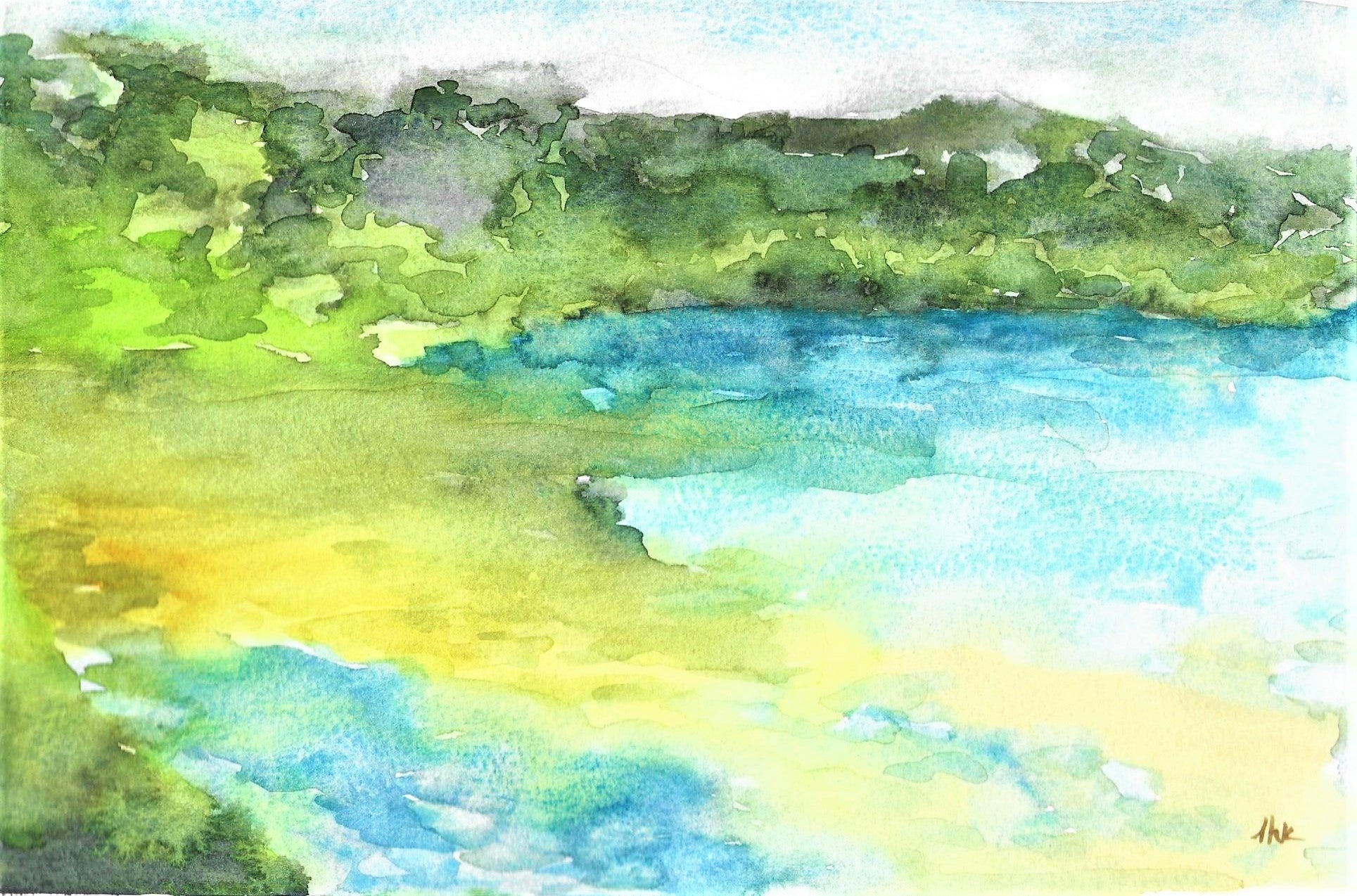 Lakeside Wash watercolor painting
