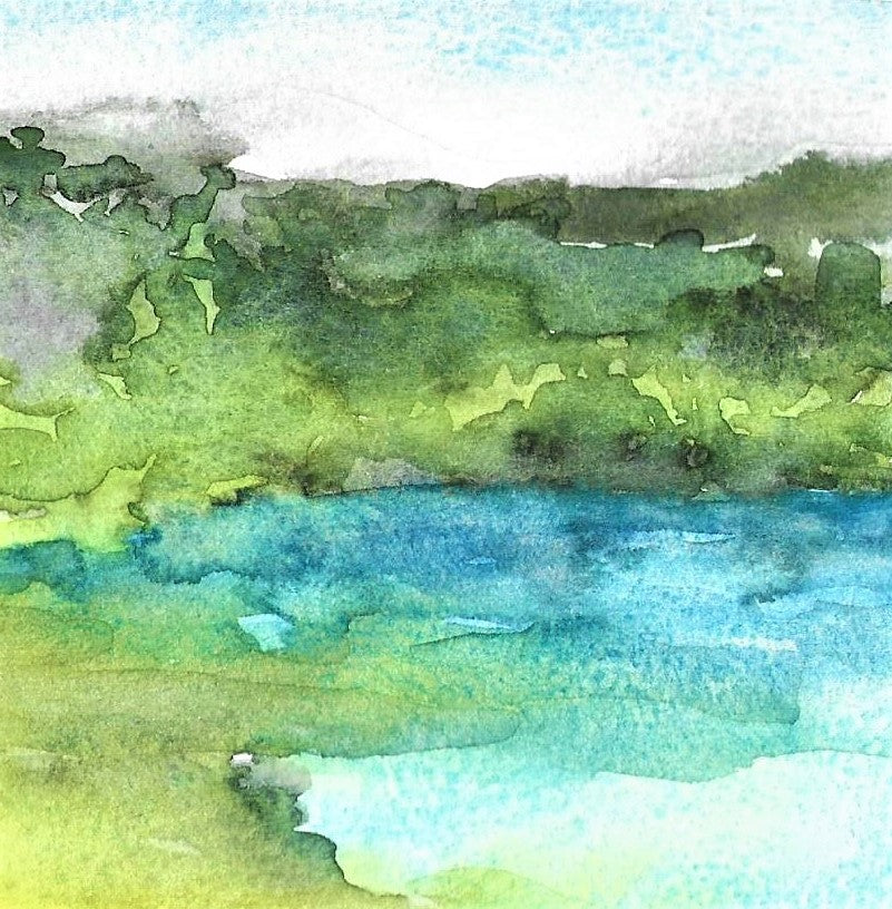 Lakeside Wash watercolor painting detail