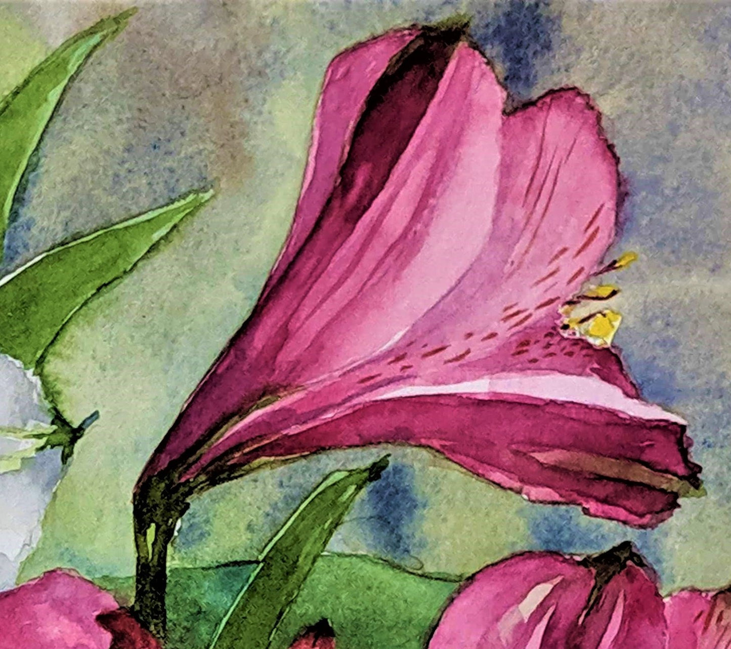 Lilies watercolor painting detail