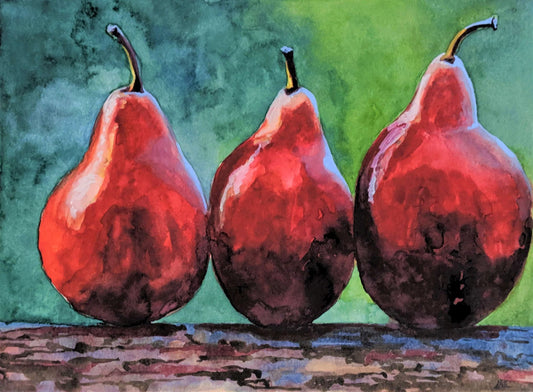 Red pear watercolor painting