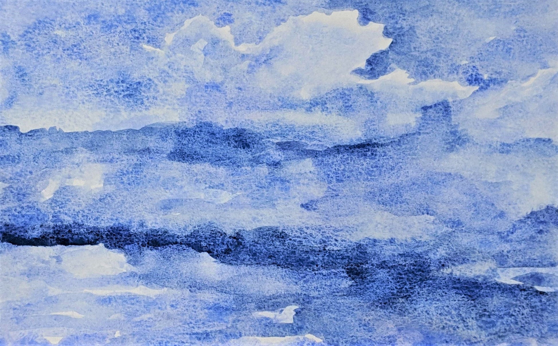 Sky of blue watercolor painting