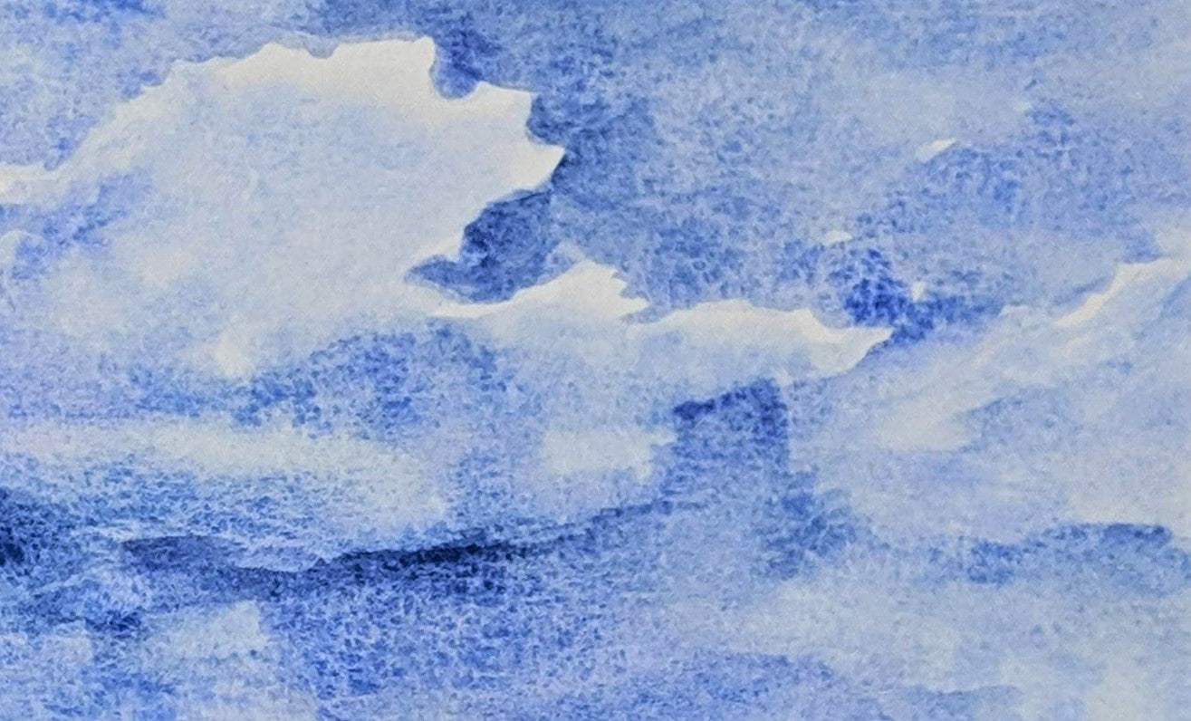 Sky of blue watercolor painting detail