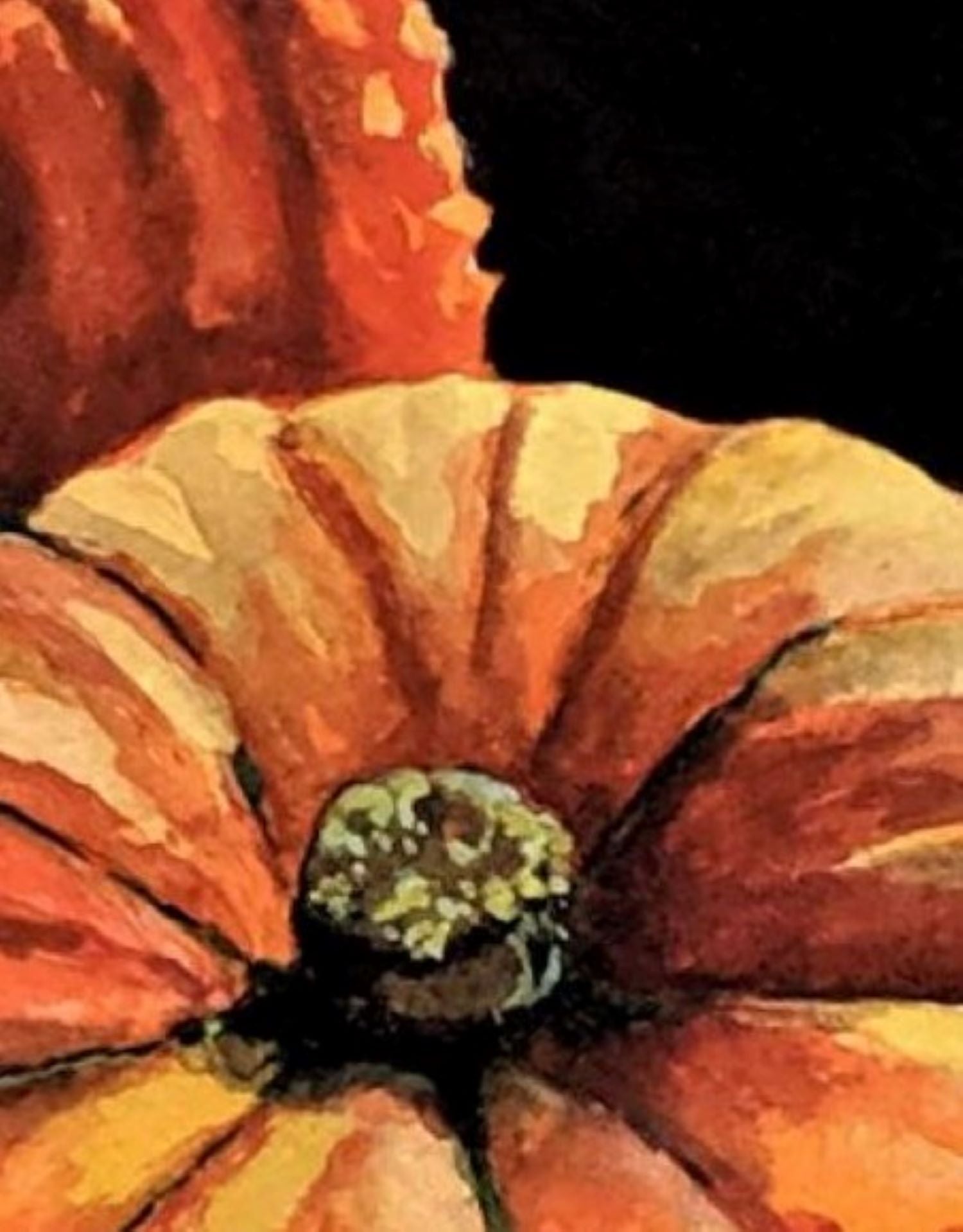Still pumpkins watercolor painting detail