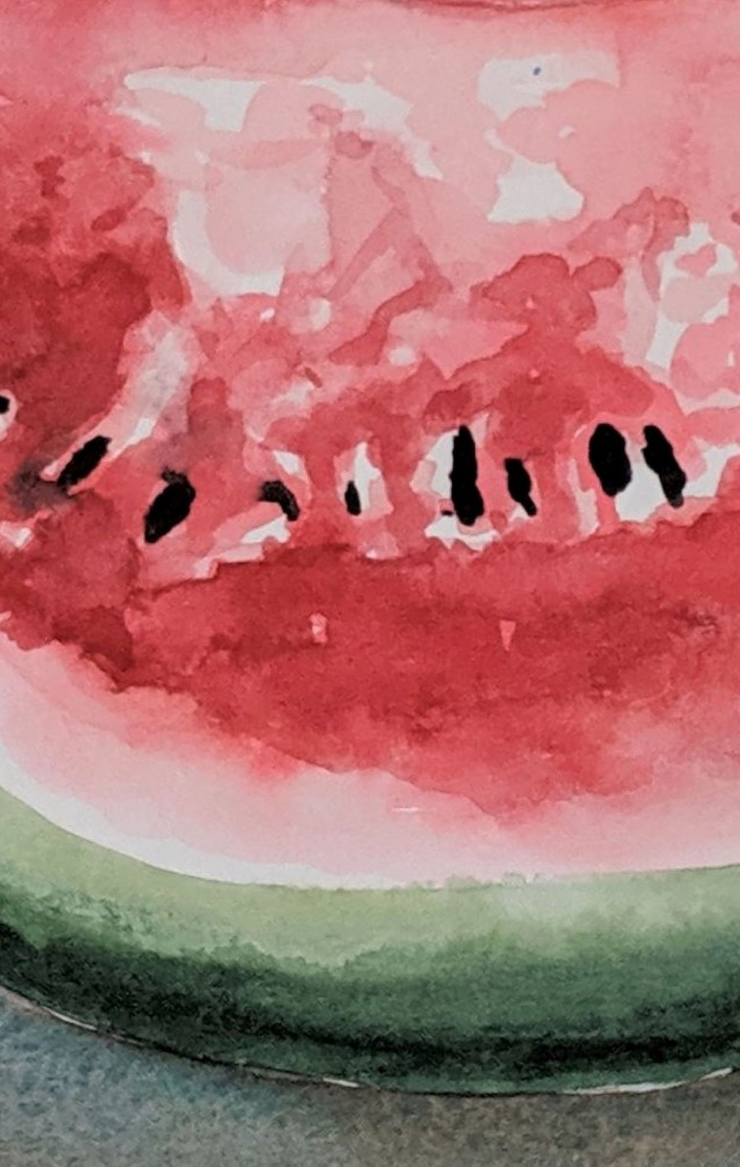 Watermelon watercolor painting detail